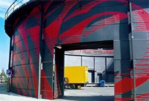 Gasbehälter Gaswerk Gasometer Brandenburg Potsdam Teleskop Gasbehälter umgenutzt.