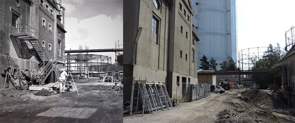 Reiniger und Scheiben-Gasbehälter Ansicht 1954 und 2018