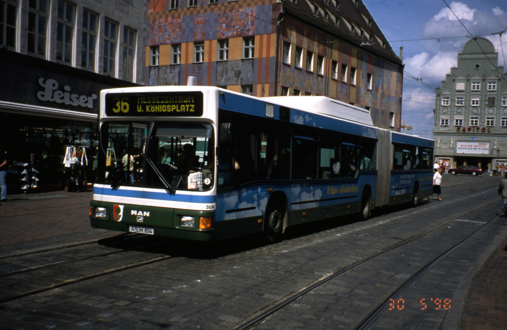 vierter MAN Erdgas Bus Augsburg 3494 im Jahr 1998 (Vorschaubild)