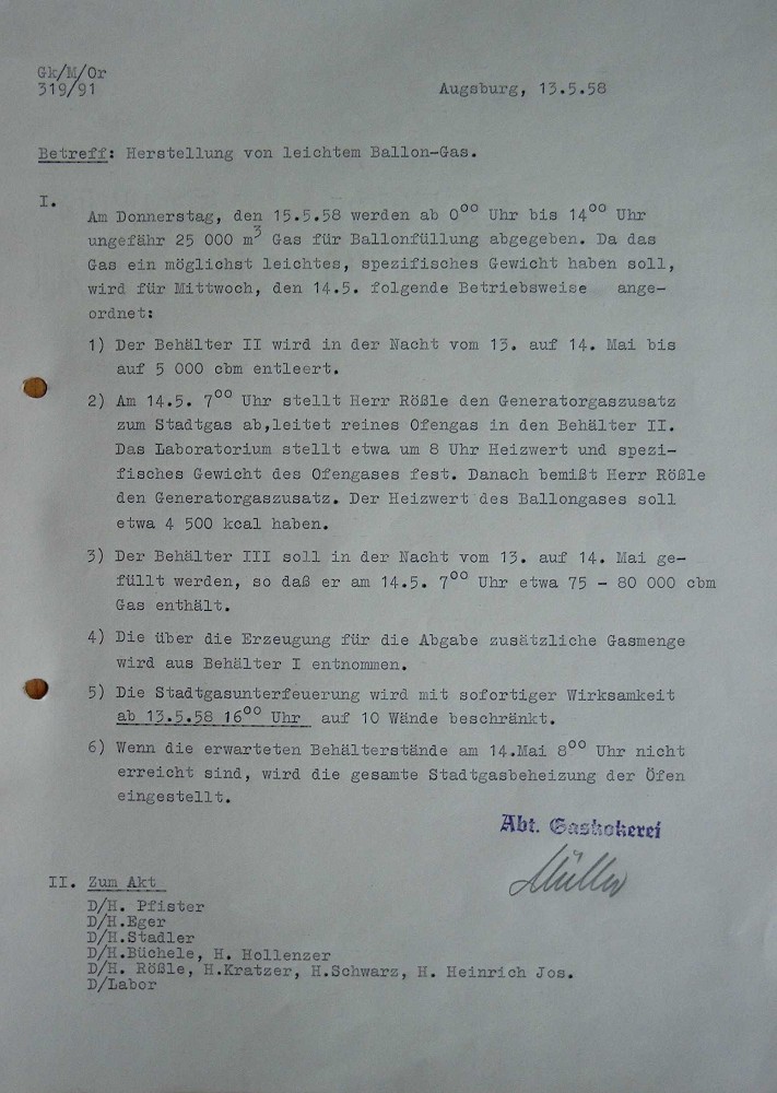 Herstellung von leichtem Ballon-Gas von 1958