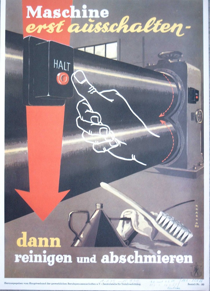 Maschine erst ausschalten - dann reinigen und abschmieren