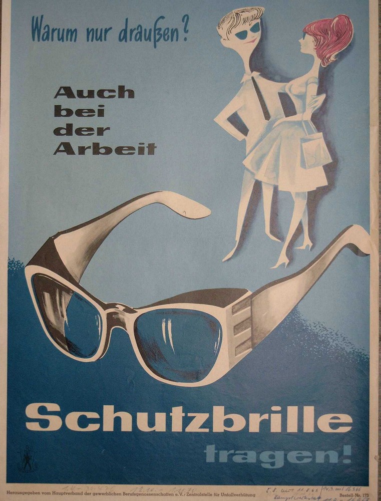 Warum nur draußen? Auch bei der Arbeit Schutzbrille tragen!